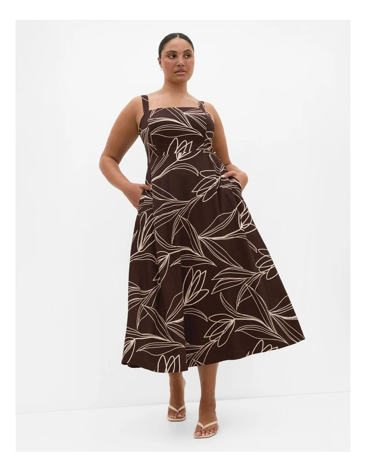 Athena Print Midi Dress in Chocolate image 1