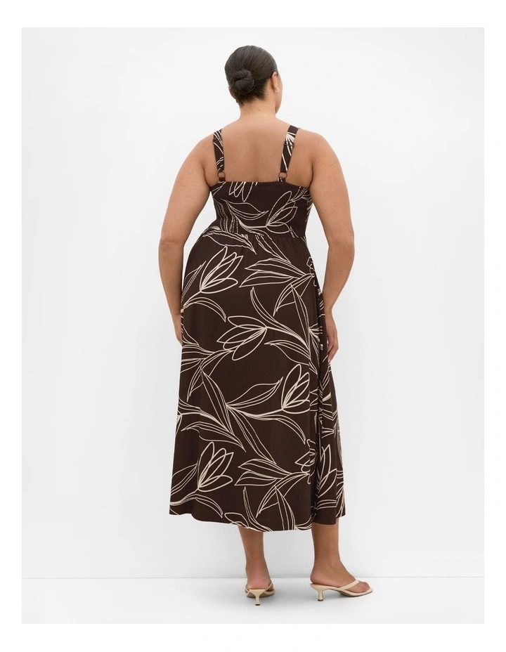 Athena Print Midi Dress in Chocolate image 2