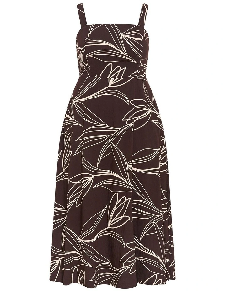Athena Print Midi Dress in Chocolate image 3