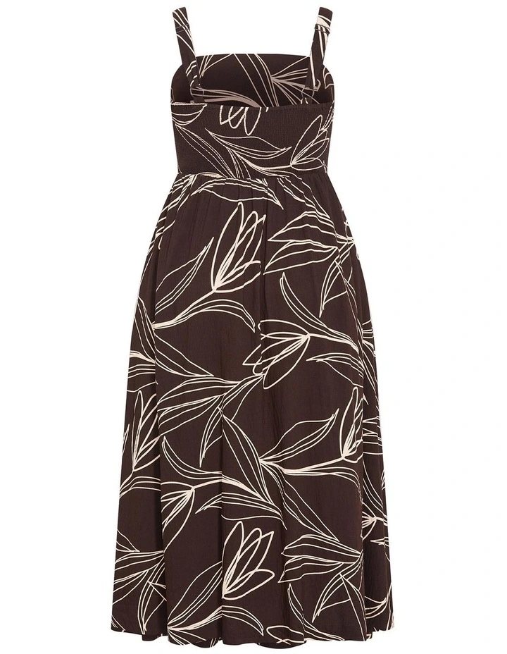 Athena Print Midi Dress in Chocolate image 4