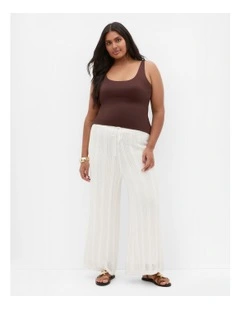 Crochet Wide Leg Pant in Cream