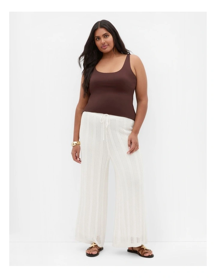 Crochet Wide Leg Pant in Cream image 1