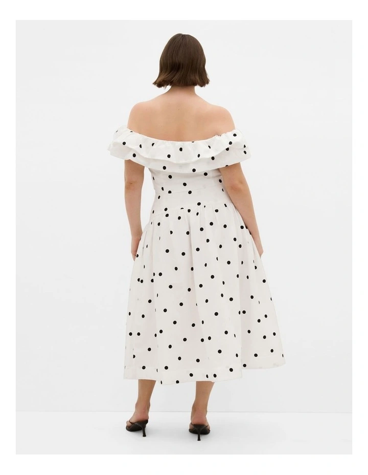 Kaia Polka Dot Midi Skirt in White image 2