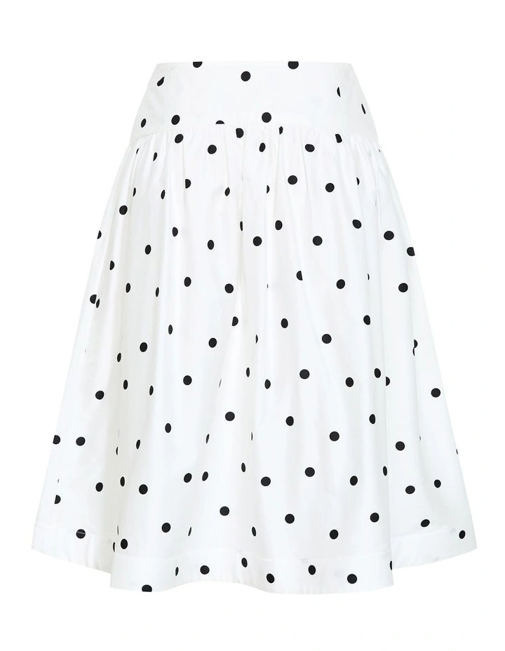 Kaia Polka Dot Midi Skirt in White image 3