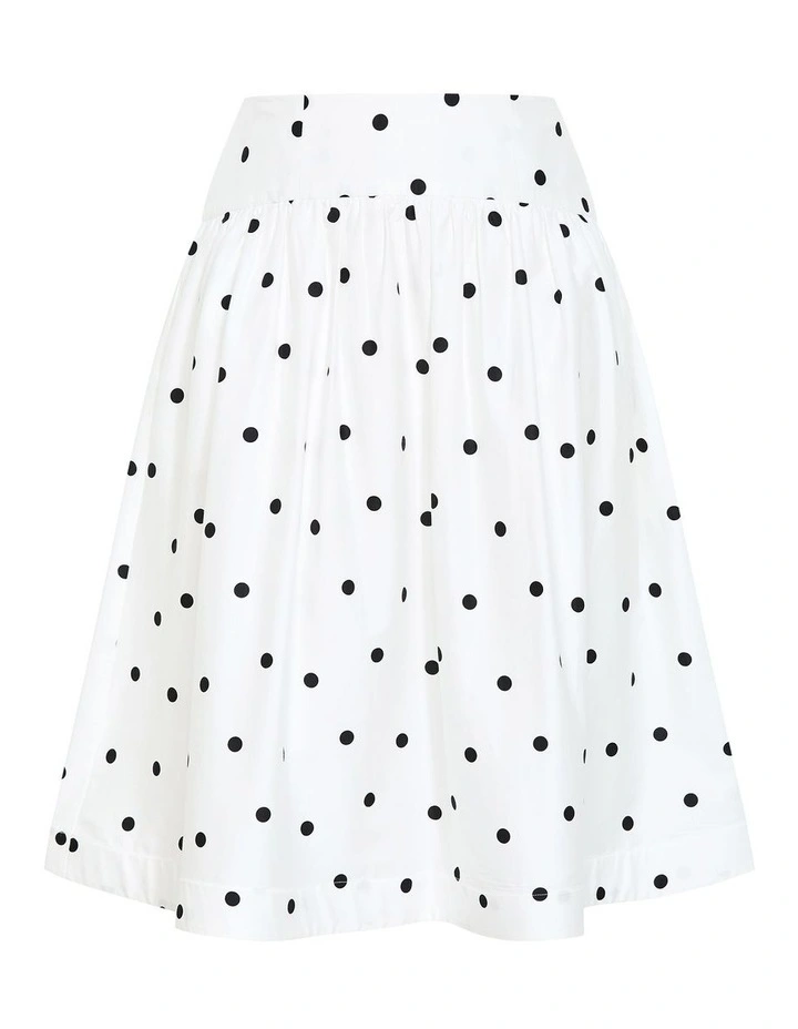 Kaia Polka Dot Midi Skirt in White image 4