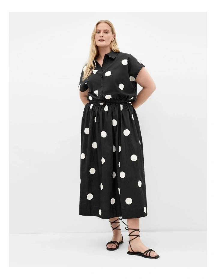 Vacay Polka Dot Print Skirt in Black image 1