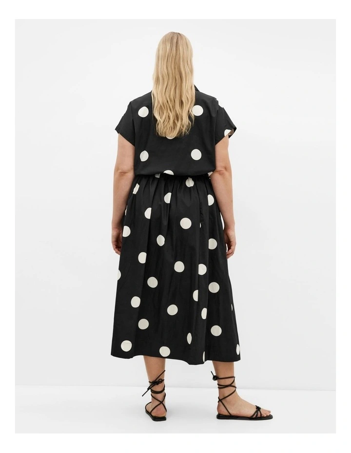 Vacay Polka Dot Print Skirt in Black image 2