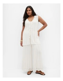 Crochet Tie Vest in Creme