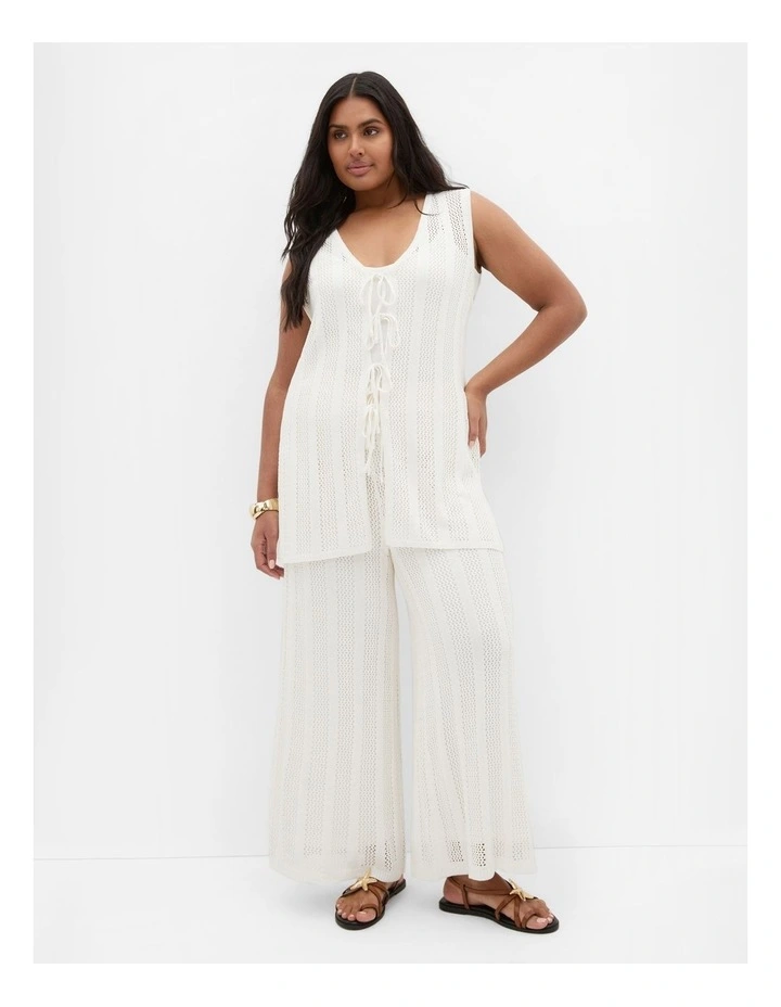 Crochet Tie Vest in Creme image 1