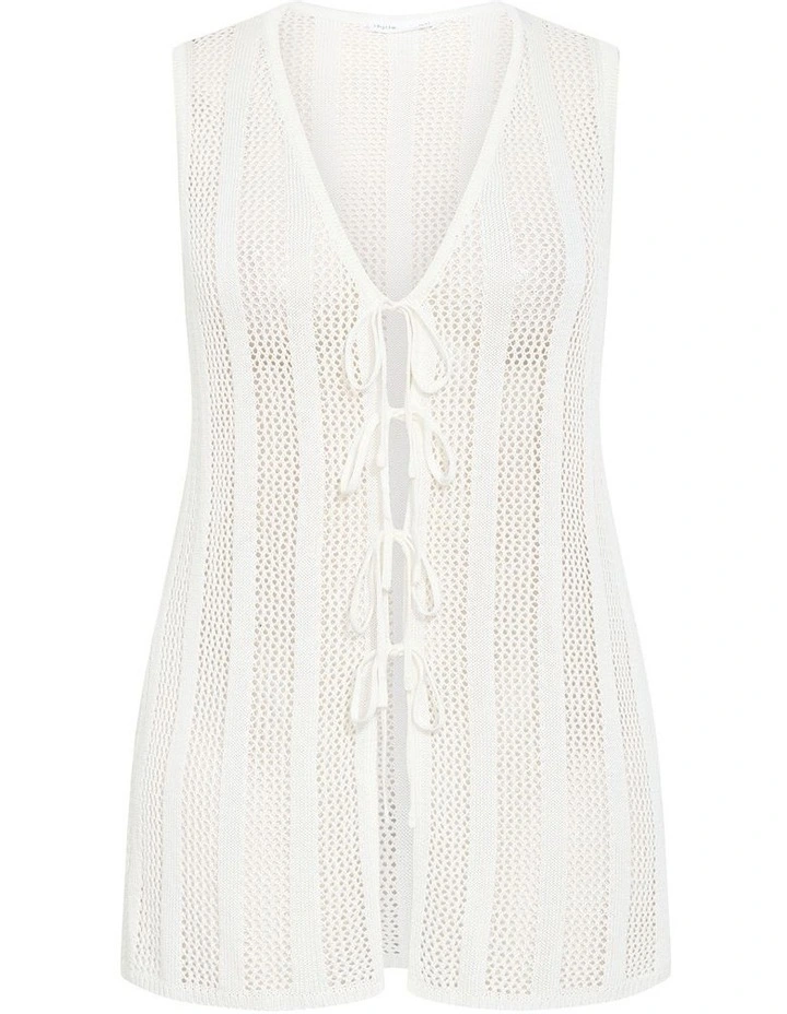 Crochet Tie Vest in Creme image 3