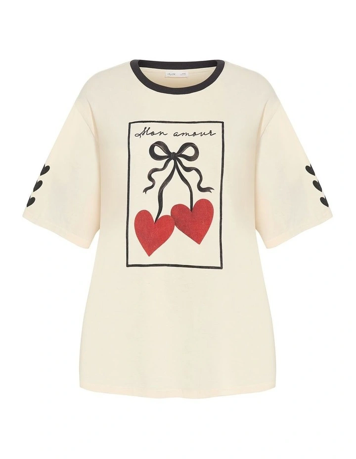 Mon Amour Oversized Tee in French Vanilla image 3