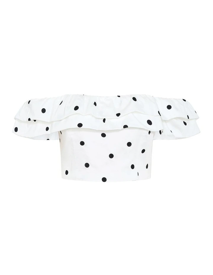 Kaia Polka Dot Crop Top in White image 3