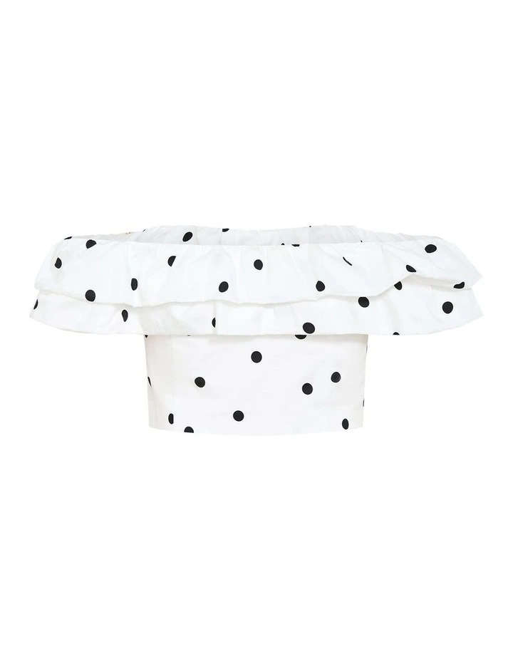 Kaia Polka Dot Crop Top in White image 4