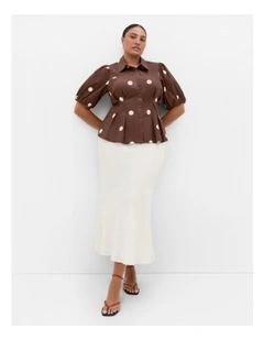 Lily Spot Print Shirt in Chocolate