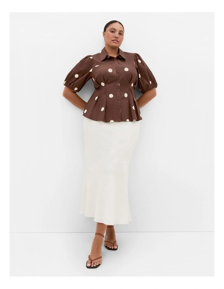 Lily Spot Print Shirt in Chocolate image 1