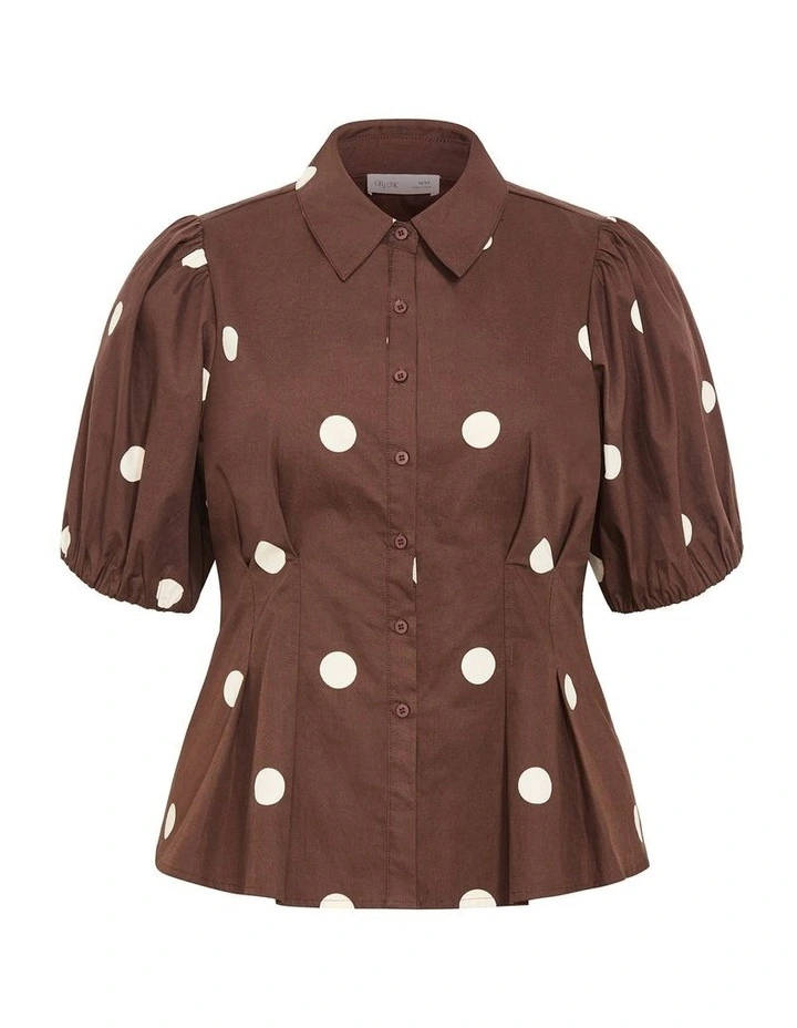 Lily Spot Print Shirt in Chocolate image 3