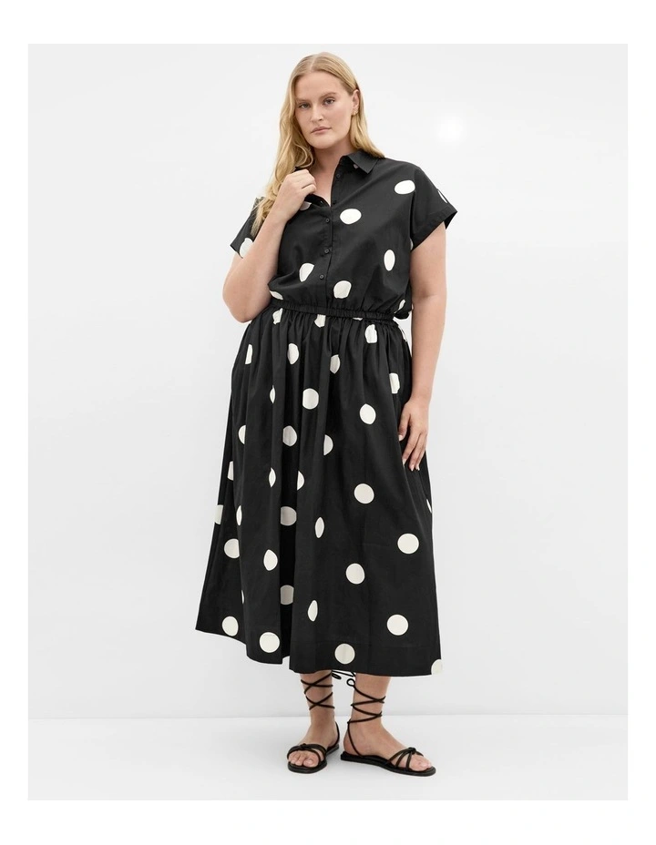 Vacay Polka Dot Print Shirt in Black image 1