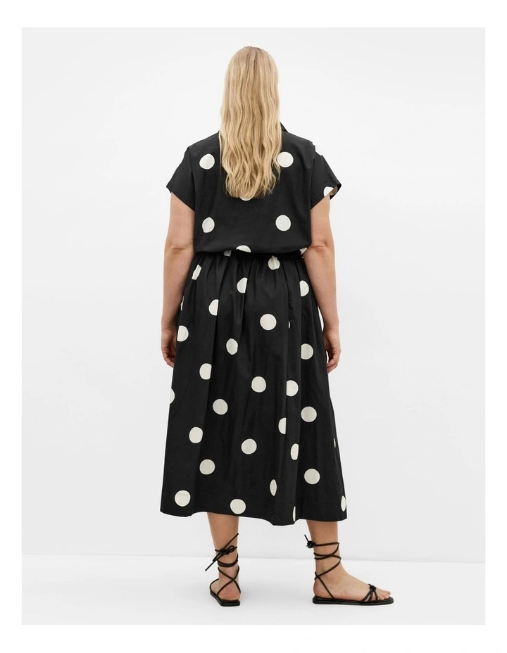 Vacay Polka Dot Print Shirt in Black image 2