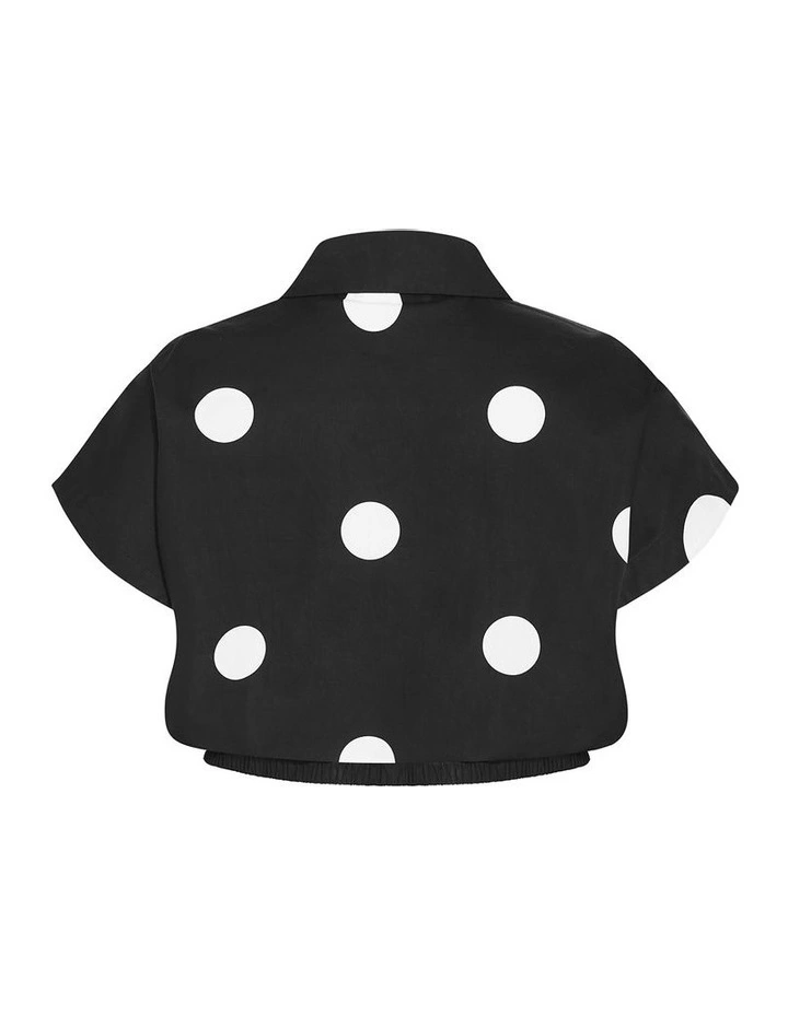Vacay Polka Dot Print Shirt in Black image 4