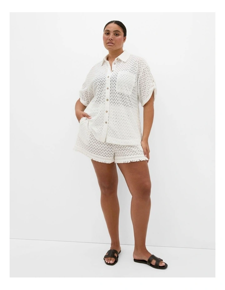 Andros Jacquard Knit Shirt in Ivory image 1