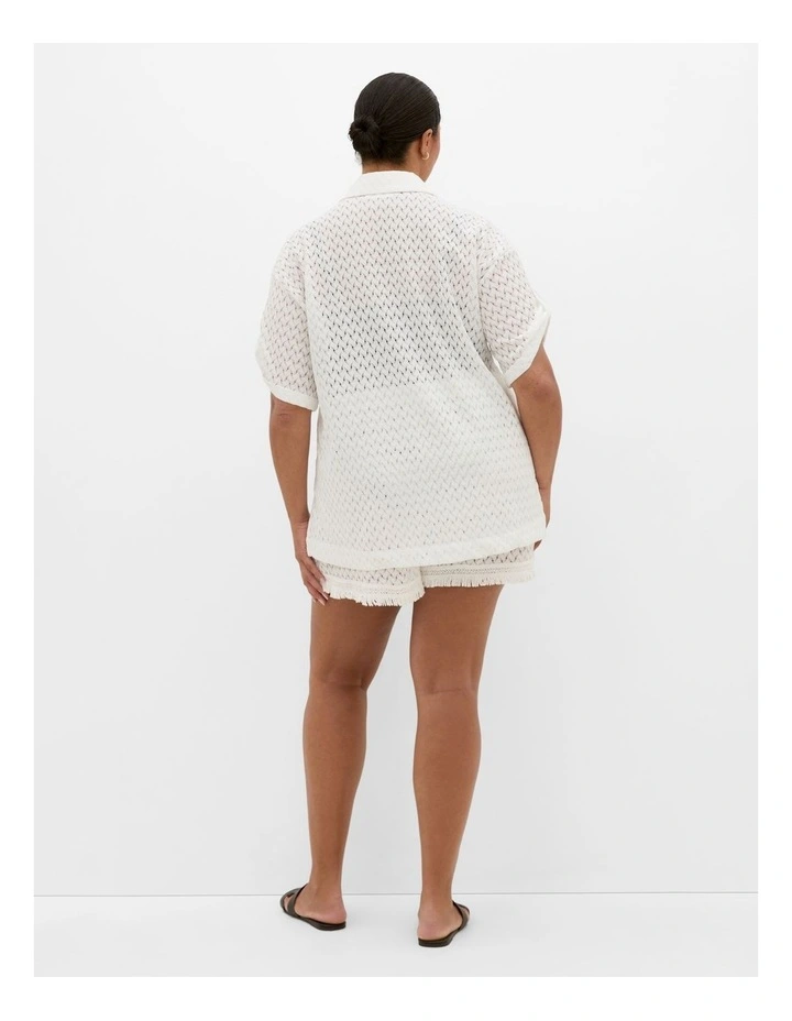 Andros Jacquard Knit Shirt in Ivory image 2