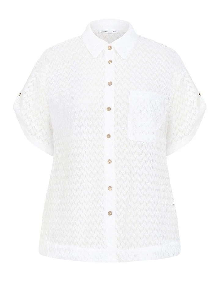 Andros Jacquard Knit Shirt in Ivory image 3