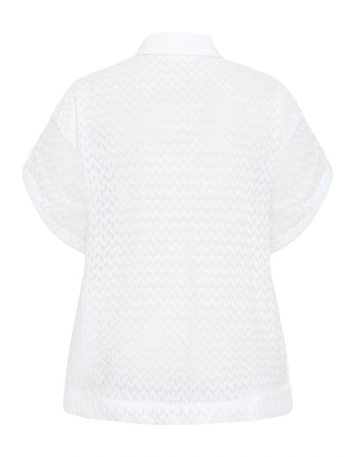 Andros Jacquard Knit Shirt in Ivory image 4