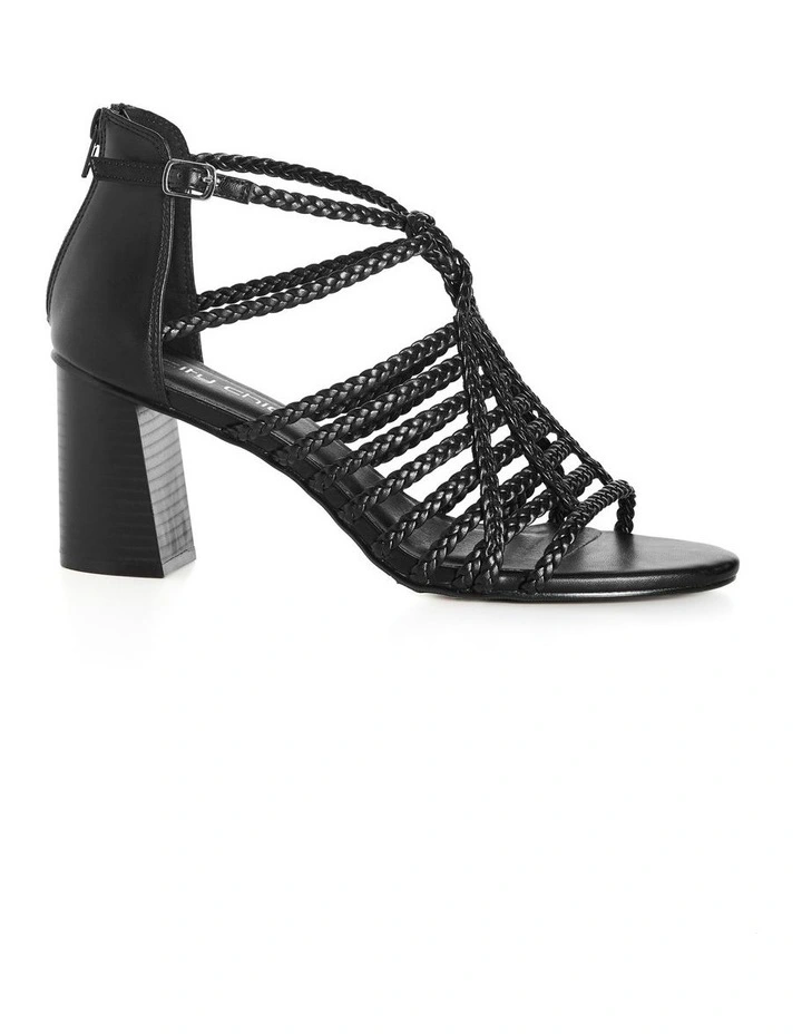 Wide Fit Braided Mida Heel in Black image 1