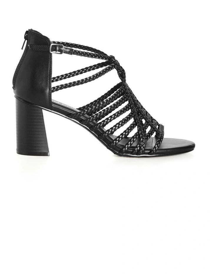 Wide Fit Braided Mida Heel in Black image 2