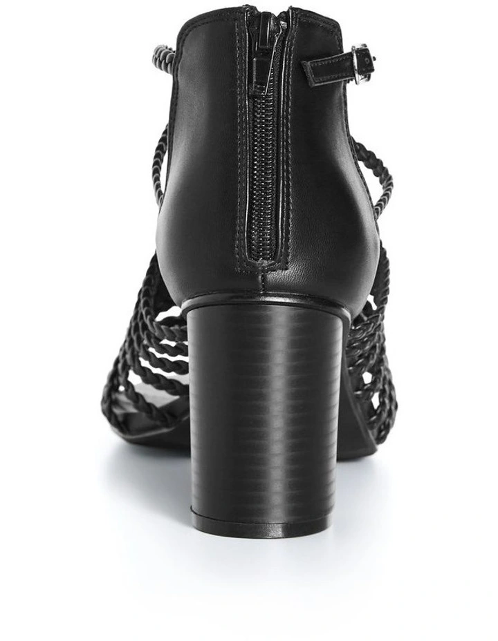 Wide Fit Braided Mida Heel in Black image 3
