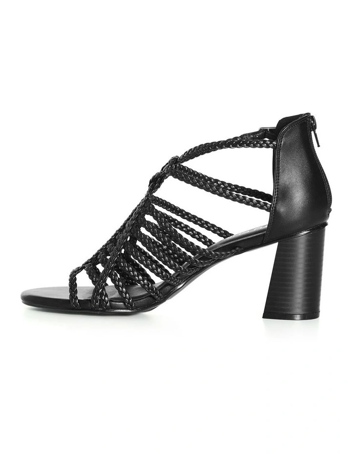 Wide Fit Braided Mida Heel in Black image 4