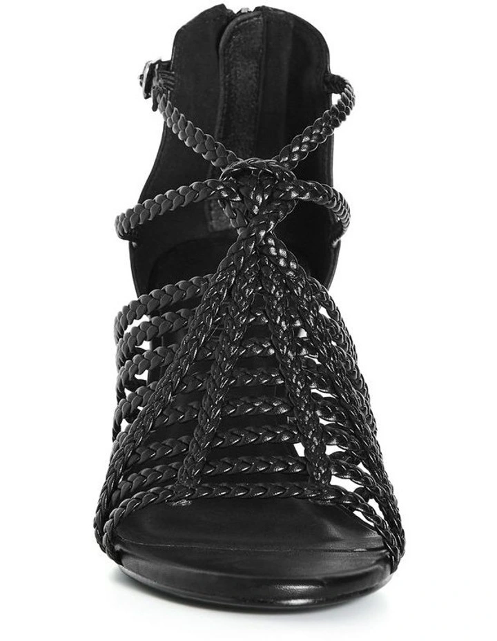 Wide Fit Braided Mida Heel in Black image 5