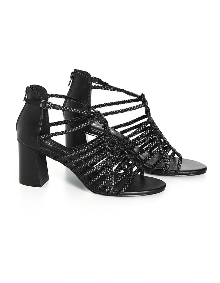 Wide Fit Braided Mida Heel in Black image 6