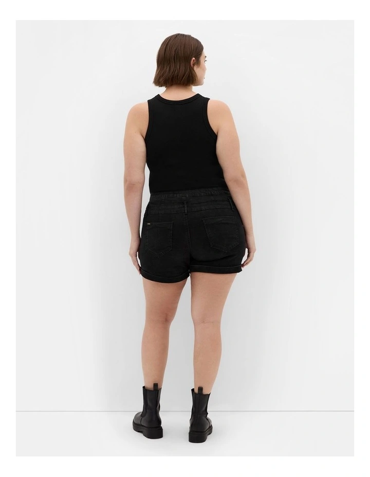 Short Hi Waist Denim Short in Black image 2