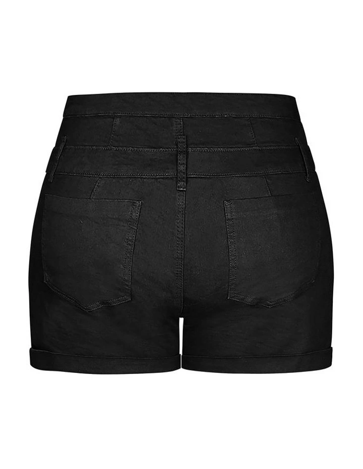 Short Hi Waist Denim Short in Black image 4