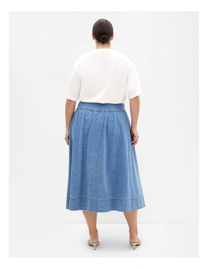 Ari Denim Midi Skirt in Light Wash image 2