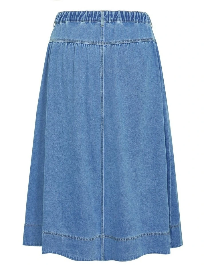 Ari Denim Midi Skirt in Light Wash image 4