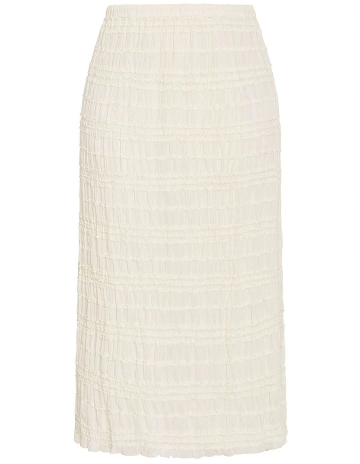 Emelia Shirred Skirt in Creme image 3