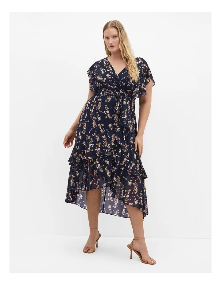 Demure Floral Maxi Dress in Dark Navy image 1