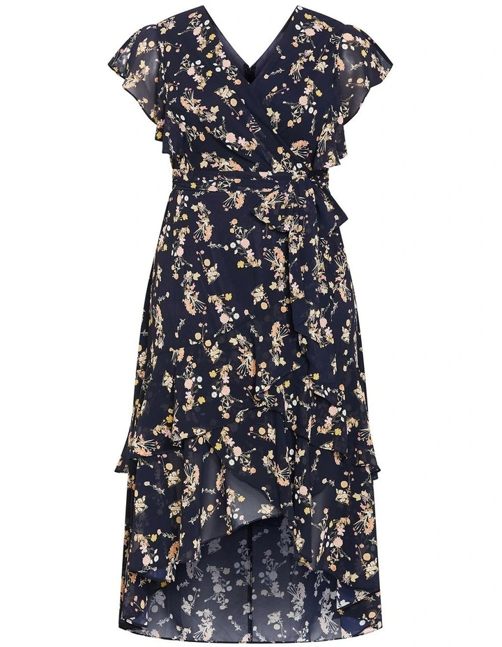 Demure Floral Maxi Dress in Dark Navy image 3