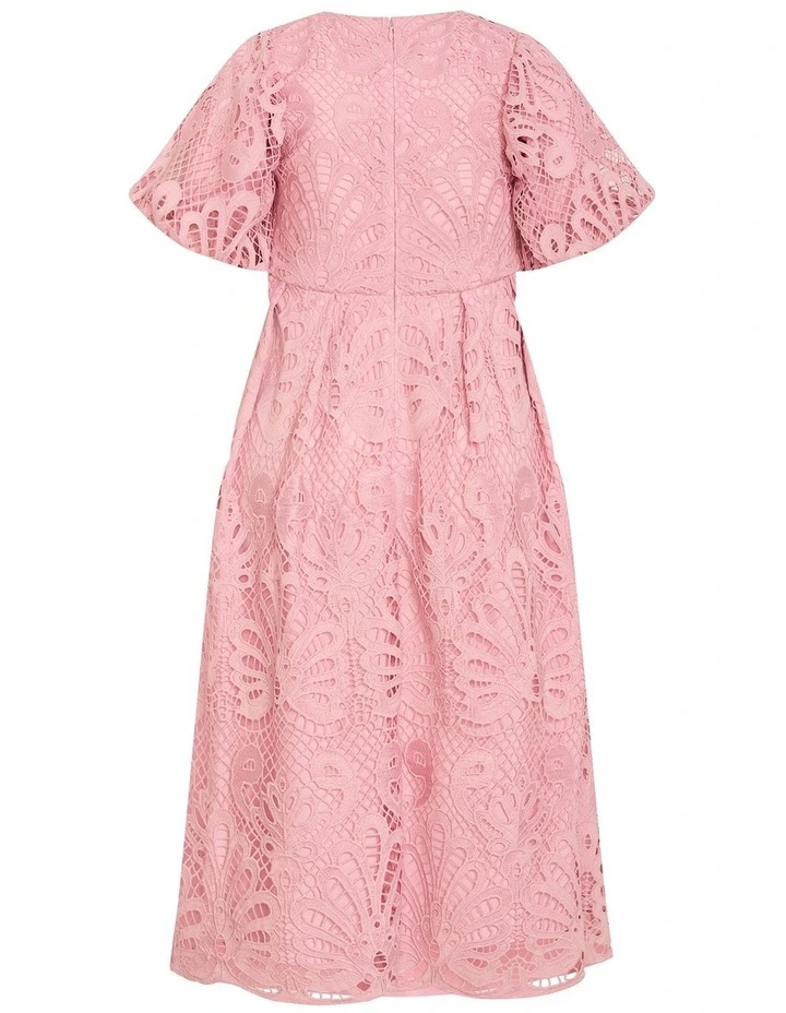 Kylee Embroidered Midi Dress in Soft Rose image 4
