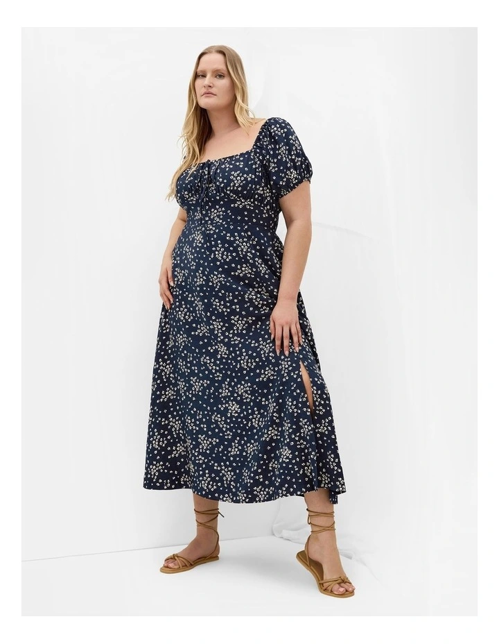 Abbigail Print Lined Maxi Dress in navy image 1