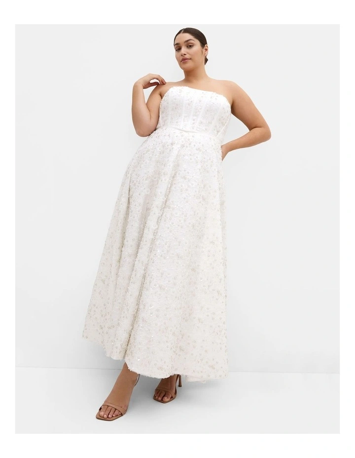Magnetise Strapless Maxi Dress in Ivory image 1