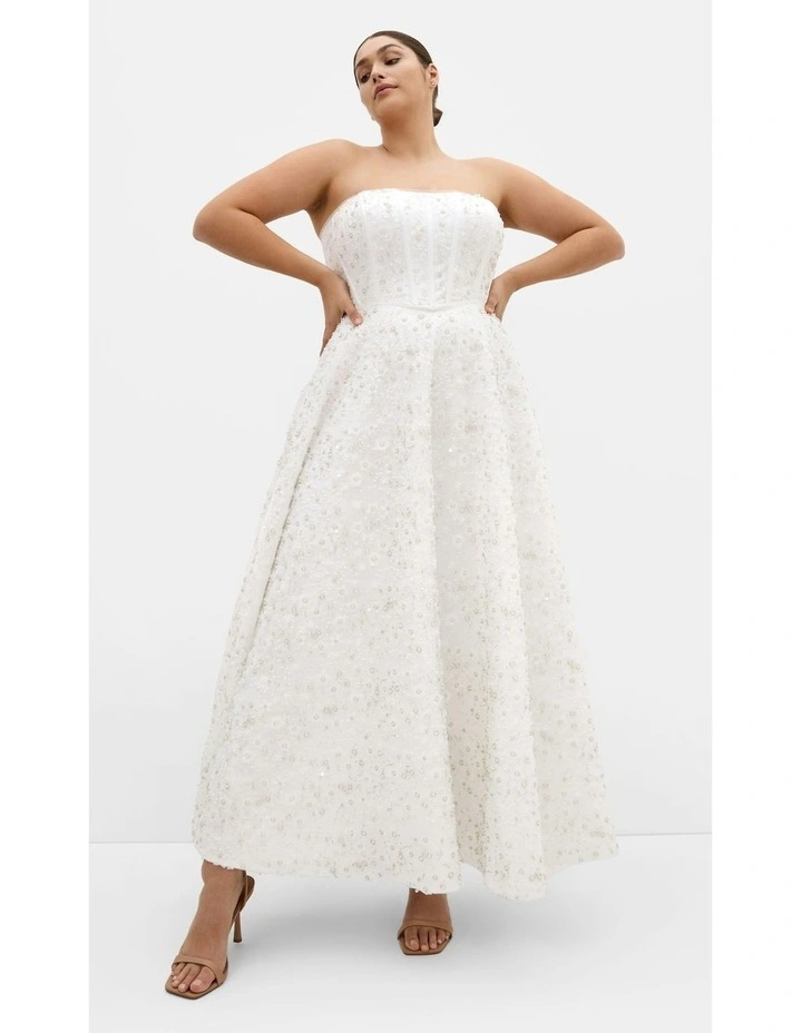 Magnetise Strapless Maxi Dress in Ivory image 5