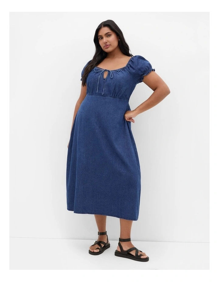 Freya Denim Midi Dress in Dark Wash image 1