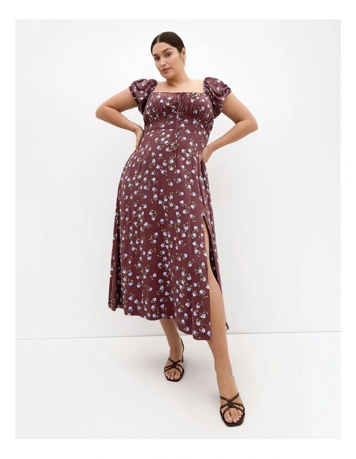 Abbie Print Maxi Dress in Cocoa image 1