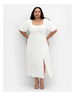Lori Lined Midi Dress in Ivory