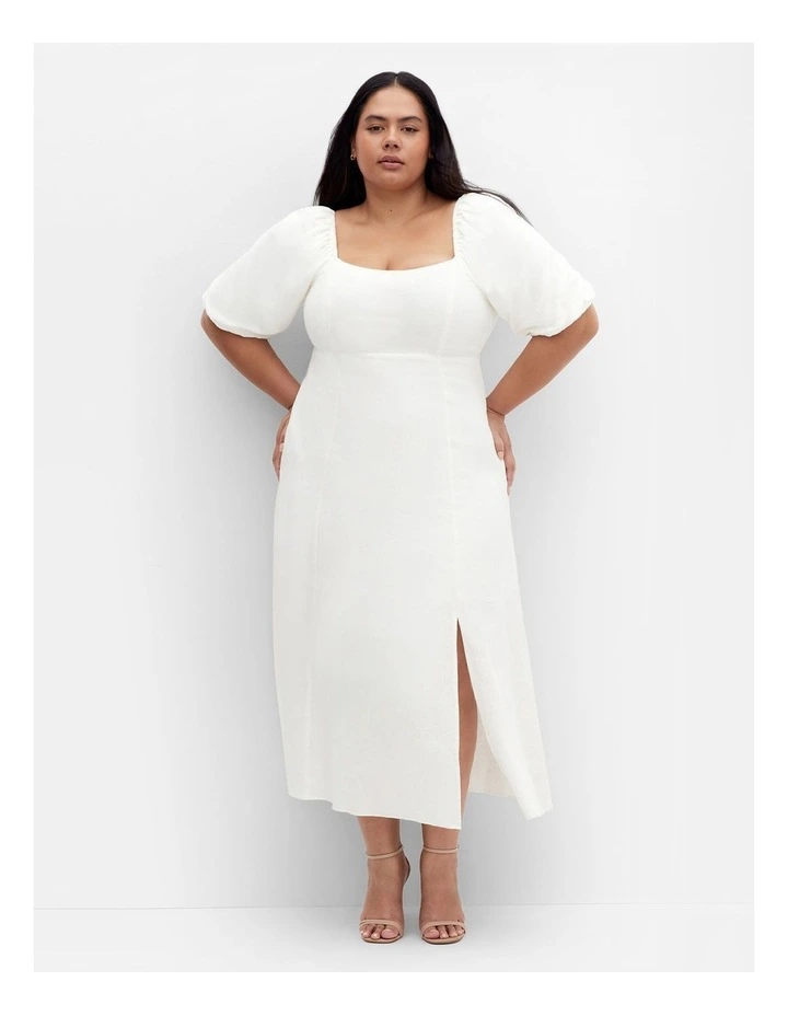 Lori Lined Midi Dress in Ivory image 1