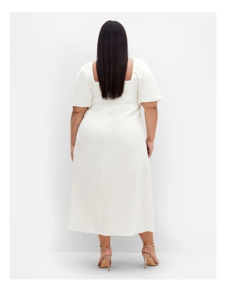 Lori Lined Midi Dress in Ivory image 2