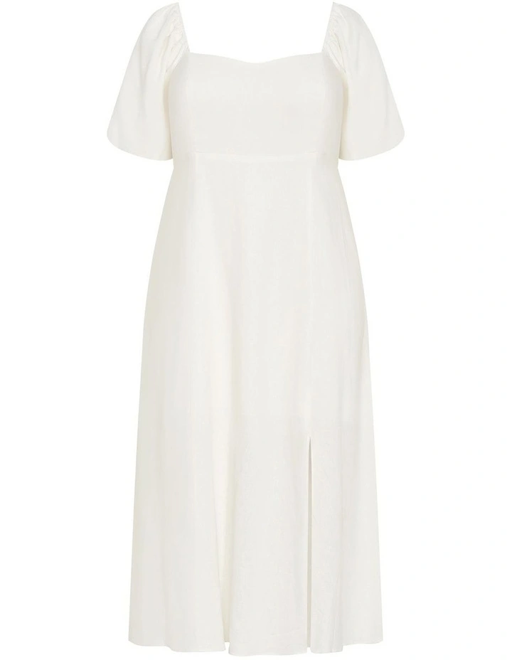 Lori Lined Midi Dress in Ivory image 3